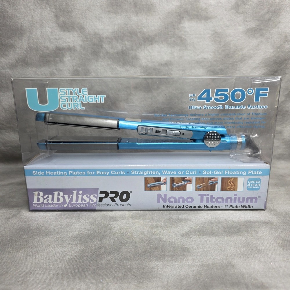 BABYLISS PRO Nano Titanium 1" U Style Hair Straightener Flat Iron BABNT2071N NEW